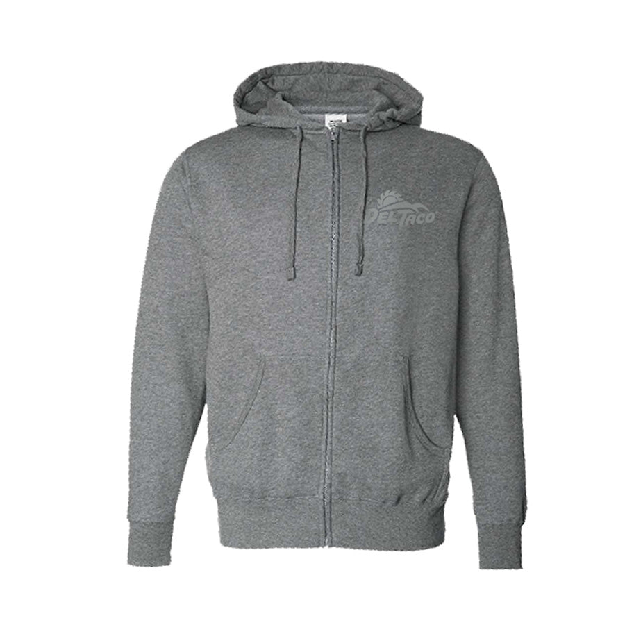 DISCONTINUED Del Taco Embroidered Logo Heather Gray Hoodie